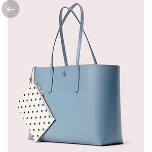 Kate Spade large Molly tote cabana blue dot pop